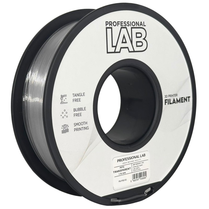 Prof. Lab PET-G TRANSPARENT 1,75mm 1kg | Przezroczysty Filament PETG