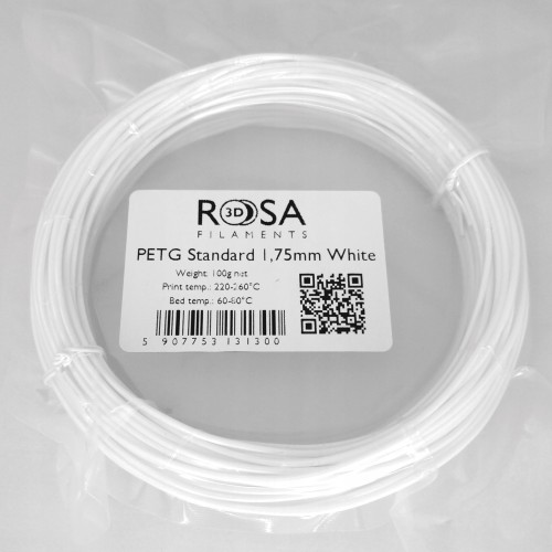 FILAMENT 3D PET-G Standard White 1,75mm 100g