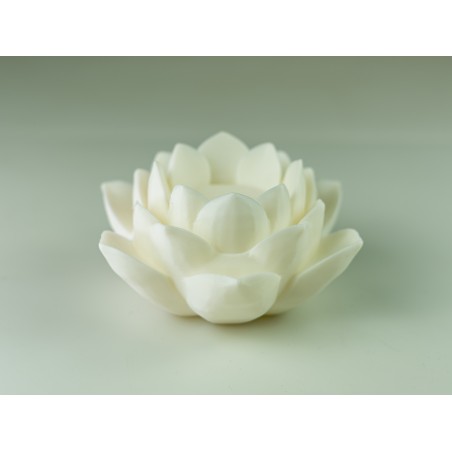 Świecznik Kwiat Lotosu 3D Biały 11cm – Dekoracja na Tealight
