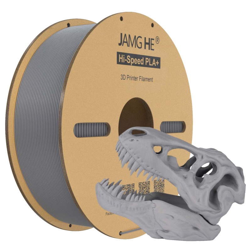 Filament do drukarki 3D Jamghe Hi Speed PLA+ Srebrny, 1,75mm 1kg