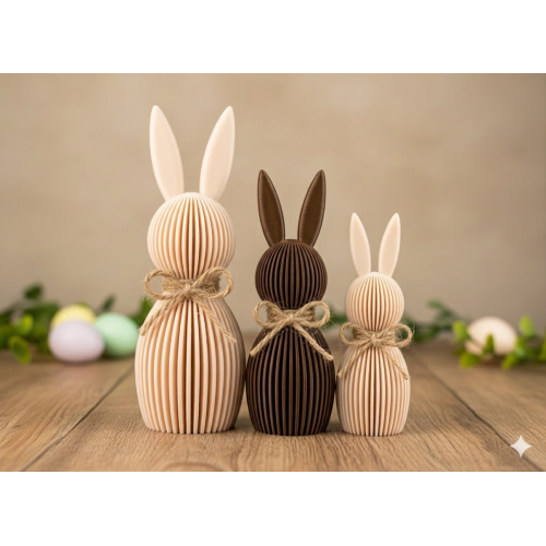 Króliczki Wielkanocne 3D Zestaw 10/13/16cm – Brąz i Cielisty | Sklep