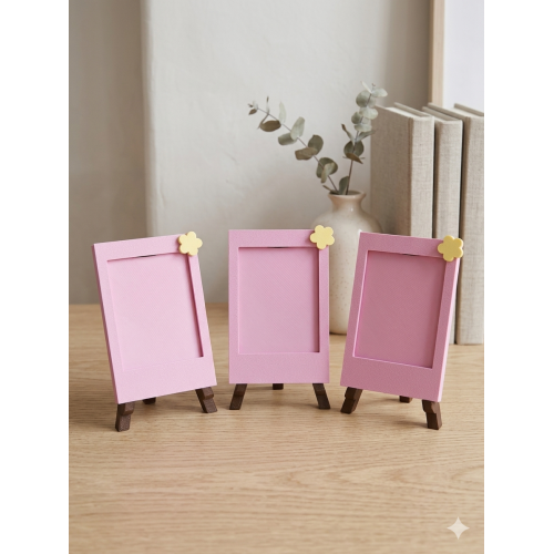 Zestaw 3 Ramek Instax Mini – Druk 3D – Pastelowy Róż z Kwiatuszkiem