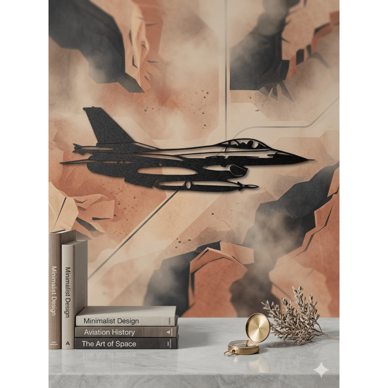 Wall Art F-16 Samolot Myśliwiec 37x15cm – Dekoracja Ścienna Loft