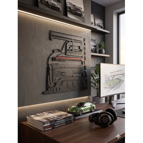 Porsche GT3 Wall Art - Dekoracja Ścienna 26x23cm | Sklep 3D
