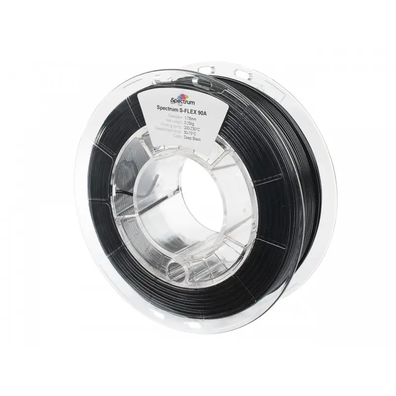 Filament Spectrum S-Flex 90A DEEP BLACK 1.75mm 0.5kg - Elastyczny i Wytrzymały Filament do Druku 3D